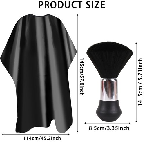 EHJYO Barber Cape Professional Hair Cutting Cape with Neck Duster Brush, Waterproof Salon Cape, Hair Cutting Accessories(Black)