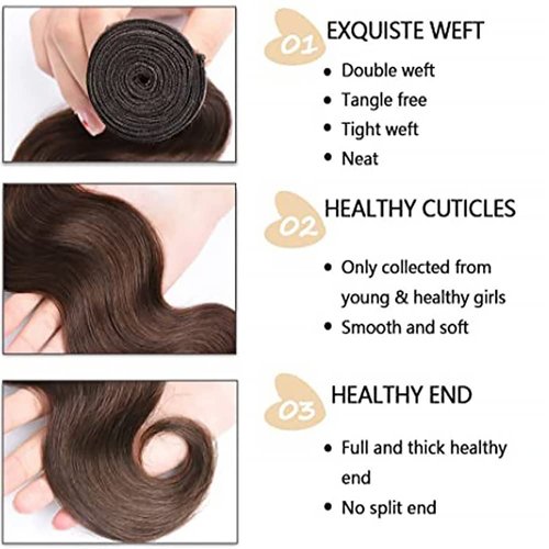 24 26 28 Inch Color 4 Bundles Dark Brown Body Wave Human Hair Bundles Brazilian Unprocessed Hair Chocolate Brown Bundles Color 4 Body Wave Bundles Hair Extensions
