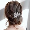 Jeairts Bride Leaf Wedding Hair Comb Silver Flower Bridal Hair Pieces Glitter Rhinestone Headpiece Crystal Hair Accessories for Brides and Bridesmaids