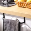 2 Pieces Metal Towel Bar Kitchen Cabinet Towel Rack Strong Steel Towel Bar Rack for Hanging on Inside or Outside of Doors, Home Kitchen Bathroom, Hand Towels, Dish Towels and Tea Towels (Black)