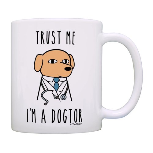 Veterinarian Gifts For Men Trust Me I'm a Dogtor Funny Dog Gifts 11oz Ceramic Coffee Mug