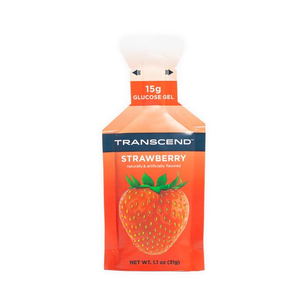 Transcend Foods Strawberry Gel (1.1 oz, Pack of 24) Energy Gel Strawberry Flavor, Fast-Acting Carb Gel – Caffeine Free, Gluten Free
