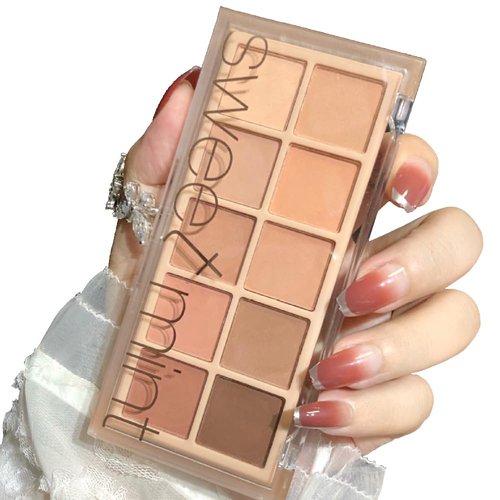 GHFCZOO 10 Colors Eyeshadow Palette, Matte & Shimmer & Glitter Eyeshadow, Long Lasting Waterproof Blendable Shades, Korean Eye Makeup Palette for Natural-Looking Eye Shadow (05#)