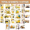 42 Sheets Make Your Own Construction Stickers Make A Face Stickers for Kids Toddlers with Trucks DIY Craft Stickers Kids Truck Themed Birthday Truck Party Supplies