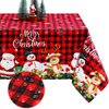 Tiamon Fabric Christmas Tablecloth Table Cover for Rectangle Table, Washable Snowman Santa Claus Table Cloth Decorations for Xmas Winter Holiday Party Supplies (52 x 70 Inch)