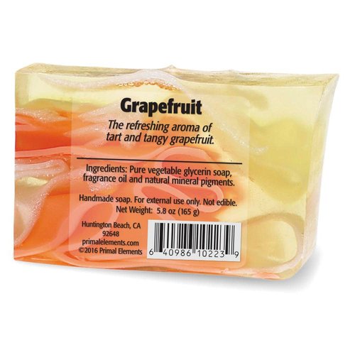 Primal Elements Bar Soap in Shrinkwrap, Grapefruit, 6 Ounce