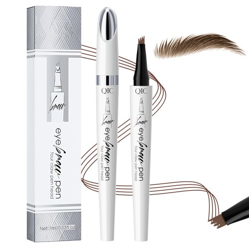 Microblading Eyebrow Pen - 4 Fork Tip Brow Pencil for Natural Hair-Like, Defined Brows, Waterproof Magic Eyebrow Pencil for Women (01 Light Brown)