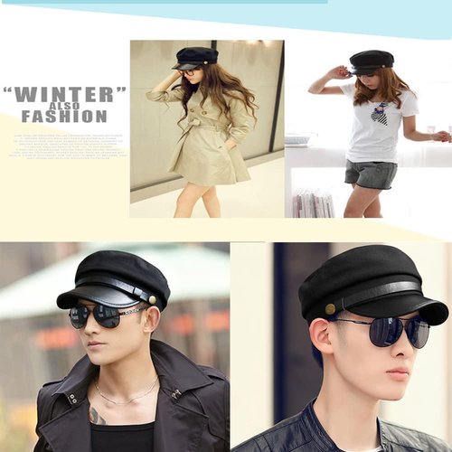 Chauffeur Hat for Men Women Classic Vintage Newsboy Cap Costume Hats Beret Cap (as1, Alpha, one_Size, Black, One Size)