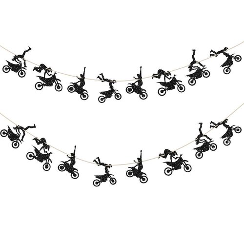 Motorcycle Theme Banner Garland Party Supplies for Man's or Boy's Birthday & Riding Party Room Wall Decorations
