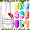 Saviland Blooming Gel - 15ml Clear Blooming Nail Gel Nail Polish Blossom Gel Soak Off U V LED with Nail Art Brush Manicure Kit for Spreading Marbles Effect Nail Salon Home DIY