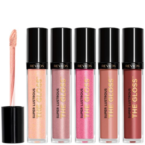 Revlon Super Lustrous The Gloss, 5-Piece Lip Gloss Gift Set for Women, Makeup Stocking Stuffers, High Shine, Cream & Pearl Finishes