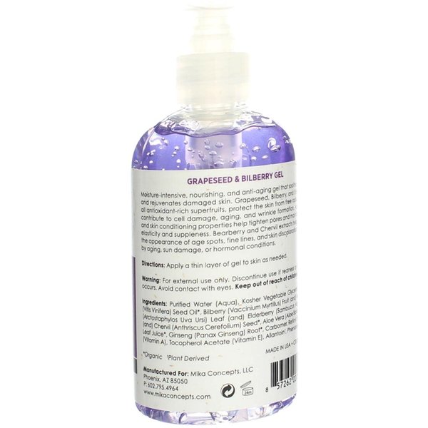 MIKA NATURALS Grapeseed & Bilberry Gel | Anti-aging Moisturizer for Face & Body (8 oz.)