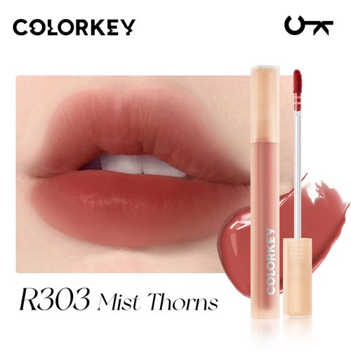 COLORKEY Soft Matte Water Lip Tint, Matte Finishs, Long-Lasting, Moist Fit Without Stickiness, Moisturized, Waterproof, Liquid Lipstick, Nude lip color (R303 Mist Thorns)