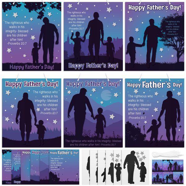 Motionchic 30 Sets Happy Father's Day Craft Kit for Kids Dad DIY Crafts Bulk Religious Father's Day Craft Gifts Make Your Own Hanging Craft for Classroom School Home Father's Day Party Favor Supplies
