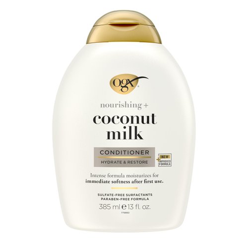 OGX Nourishing + Coconut Milk Conditioner, Hydrating & Restoring Conditioner Moisturizes for Soft Hair After the First Use, Parabens-Free, Sulfate-Free Surfactants, 13 fl. Oz