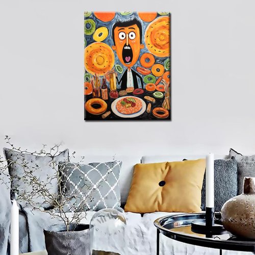 Potrait of Men Paint by Numbers Kits with Brushes and Acrylic Pigment Doughnut Food Party Painting for Adults, Boy Enjoy His Breakfast Arts Crafts Office Home Decor 16''x20'' Gift(Framedless)