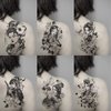 Oottati 6 Sheets Black Japan Warrior Samurai Goldfish Geisha Bird Lotus Prajna Rabbit Temporary Tattoos