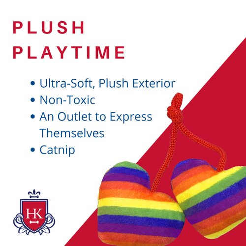Huxley & Kent Cat Toy | Pride Heart Strings | Rainbow Strong Catnip Filled Cat Toy | Soft Plush Kitty Toy with Catnip and Crinkle | Kittybelles