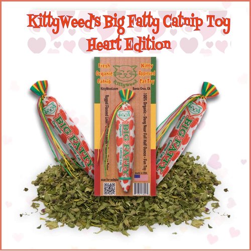 KittyWeed Big Fatty Catnip Toy - Cat & Kitten Handmade Catnip Toys | Organic, Kosher & Super Potent Catnip - Heart Edition