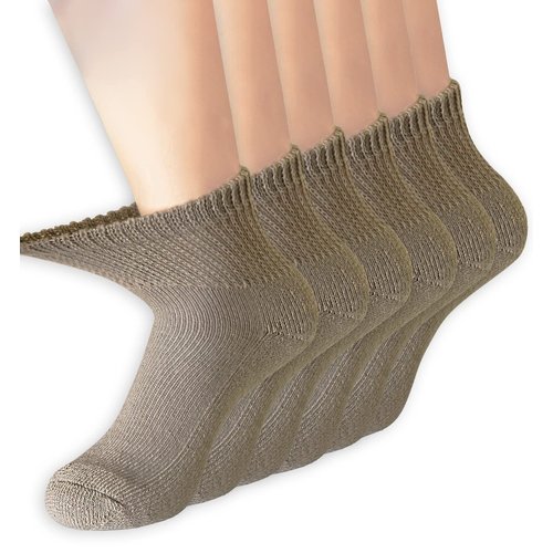 +MD Diabetic Socks Mens and Womens Half Cushion Circulatory Quarter Socks for All Seasons Loose Fit 6 Pack