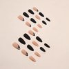 Fall Press on Nails Medium Fake Nails, LPOODDNU Winter Press on Nails Almond Shape False Nail Tips Black Nude Glue on Nails Cute Stick on Nails French Manicure Decorations for Women, 24Pcs