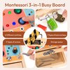 Woodtoe 3-in-1 Busy Board with Led Light Switch, Montessori Toddler Screwdriver Board, Sensory Lock and Key Toys, Educational Fine Motor Skills Travel Toys for Toddlers Boys and Girls 3 4 5 Year Old