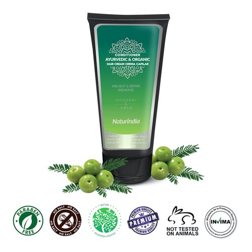 Naturindia Ayurvedic Organic Conditioner for Hair Growth, Regeneration of hair loss with ALOE SHIKAKAI and AMLA plants For Women and Men 6oz