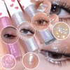 dreamynini Liquid Glitter Eyeshadow White Liquid Eyeliner 3Pcs Shimmer Highlighter Makeup Waterproof Eye Glitter Korean Makeup, Long Lasting, Quick Drying & Pigmented Glitter Glue for Eye Makeup