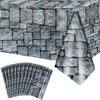 Irenare 10 Pieces Cobblestone Tablecloth Stone Printed Table Cover Medieval Table Decoration Plastic Tablecloth Stone Brick Tablecovers for Medieval Castle Knight Themed Party Supplies, 4.3 x 7.2 Ft