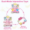 Holaxander Baby Elephant Musical Stuffed Animals Toy with Light-Up Music & Crinkle Sound Paper,Infant Bilingual Early Learning Education Toys,Tummy Time Toys for 0-3-6-12+ Months Boy Girl, Pink