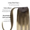 HOTBANANA Ponytail Extension, 14 Inch Ponytail Extension Human Hair Clip in Wrap Around Ponytail Hair Piece Walnut Brown to Ash Brown and Bleach Blonde Long Straight Remy Human Hair Extension 75g