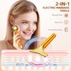 Amirce Gua Sha and Ice Roller Facial Tools, Electric Face Massager Device for Skin Care, Facial Device for Eye, Jaw, Scalp, Face and Neck, 2-in-1 Gua Sha and Ice Roller for Face Set(Gold)