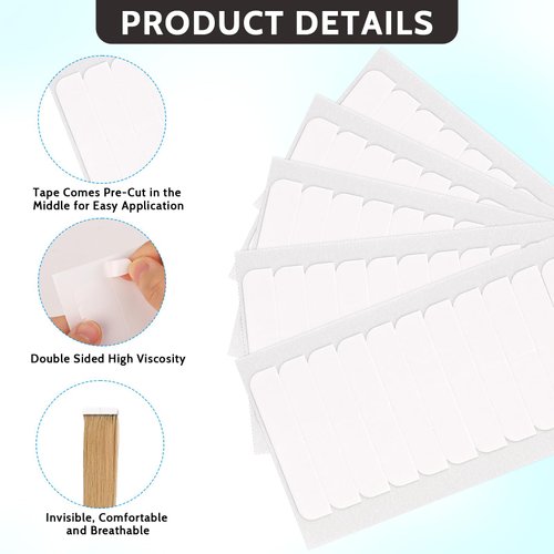 Hair Extension Tape, 240 PCS Double Sided Adhesive Wig Tape Waterproof Human Hair Extension Tape Tabs Clear Strong Hold Lace Tape in Extension Replacement Wig Glue for Front Lace Wig Toupee Hairpiece