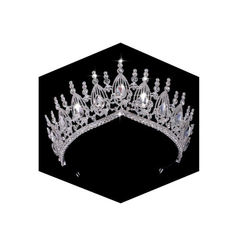 Kamirola Silver Baroque Big Wedding Crown Bridal Headpiece Water Drop Rhinestone Crystal Diadem Queen Crown Princess Tiaras Hair Jewelry For Womens