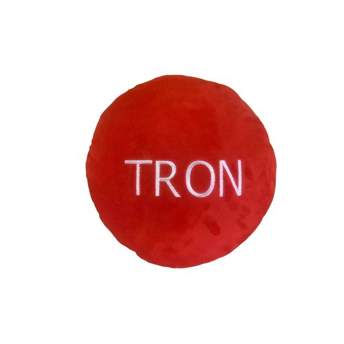 TRON Pillow - Embroidered Round Stuffed Plush Crypto Pillow by BlockCraft.Shop TRX Plush Pillow