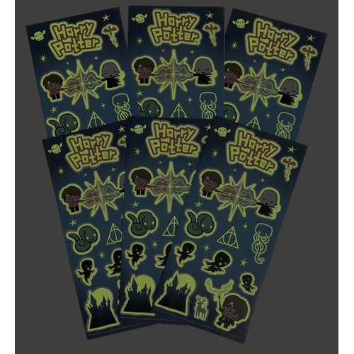 Playhouse Harry Potter Glow in The Dark Set of 3 Sticker Packs for Crafts, Trading & Collecting - Chibi Characters
