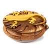 Gecko, All Natural Wood Puzzle Box, Handcrafted with Hidden Compartment and Key, Exotic Intarsia Wood Art