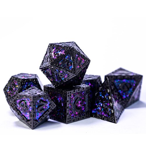 UDIXI Metal DND Dice Set, 7PCS Polyhedral D&D Dice Set Dragon d and d Dice with Gift Box for MTG Dungeons and Dragons Role Playing Games (Purple Sequins)