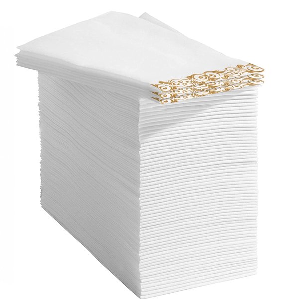 Prestee Linen Feel Dinner Napkins - Disposable Thanksgiving Napkins and Hand Towels for Bathroom - Ideal for Events, Dinners, and Parties - Soft and Durable Quality, Pack of 50, 7.8 x 4.25 Inches