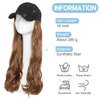 SEGO Baseball Cap with Hair Extensions for Women Adjustable Hat with Hair Attached Synthetic Long Wavy Wig with Black Hat Stylable for Pigtail Ponytail 16 Inch Light Brown 290g