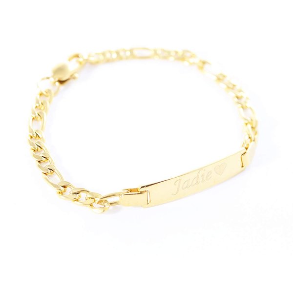 Tina&Co Personalized Gold Name Plated Bracelet 4.5'' Free Engraved Bracelet for Baby