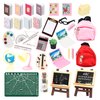 SOTOGO 34 Pieces Doll House School Supplies Mini School Accessories Dollhouse Toy Home Miniature Model DIY Doll Accessories