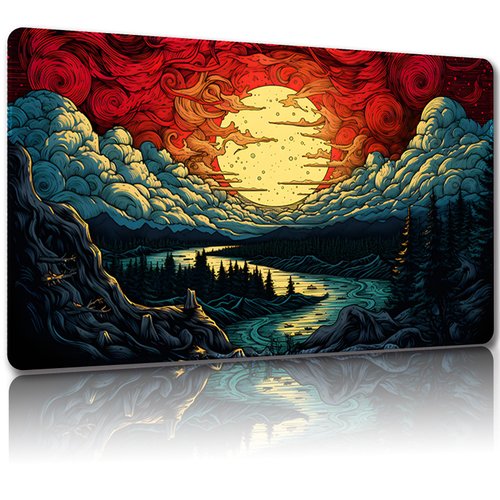 Malqiqi Playmat for MTG, with Free Storage Bags,Game Mat 24 x 14 inches, TCG and Board Game Mat for Cards,Mousepad Desk Mats (Regular,Magic Mat 9)