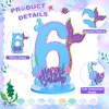 Wonderjune Mermaid Birthday Number Sign Centerpiece for Girls Wooden Mermaid Party Number Table Sign Decoration Mermaid Party Supplies for Birthday Anniversary(Number 6)