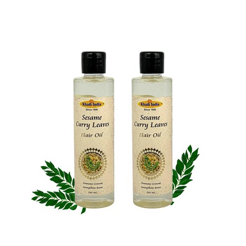 Khadi India Sesame and Curry Leaves Hair Oil: Natural Nourishment for Strong Hair (Set of 2)