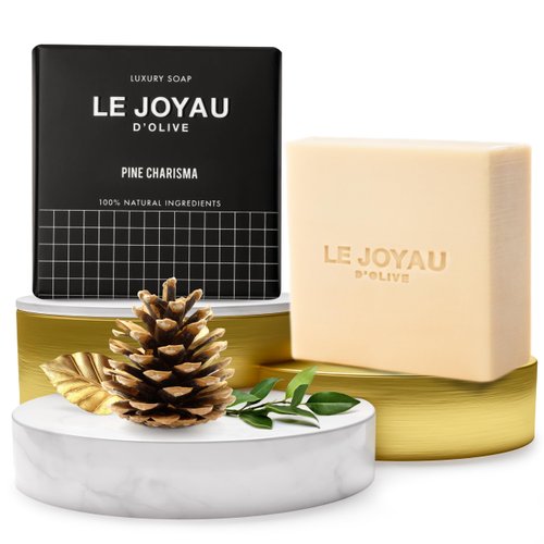 PINE CHARISMA | Handcrafted Luxury Soap Bar Made of Virgin Olive & Pine Leaf Oils | No Synthetics, No Perfumes, No Additives, No chemicals | Cold Saponified and cold Pressed oils | No Titanium Dioxide