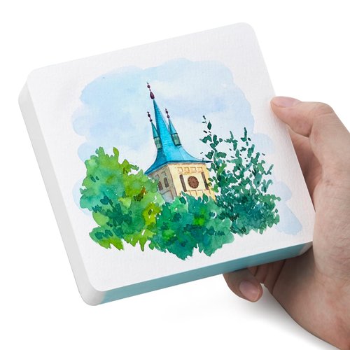 Lightwish 60 Sheets Mini Watercolor Sketchbook 4.7 * 4.7'' Cold Press 300gsm/140lb, Travel Size Portable Tearable Square Painting Notebook, Square Watercolor Sketch Book Art Paper Sketchbook