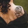 Oottati 6 Sheets Arm Waterproof Temporary Tattoos Black Prajna Tiger Dragon Lion Lotus Clock