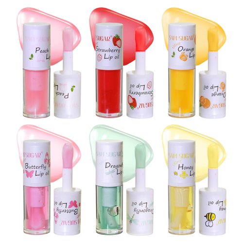 BeauFairy Lip Gloss Set, 6 PCS, Tinted Lip Balm, No-Sticky Lip Oil, Hydrating Liquid Lipstick, Moisturizing Lip Lacquer, Long Lasting Enhanced Gloss Lip Glaze Beauty Makeup Cosmetic for Girls, 031