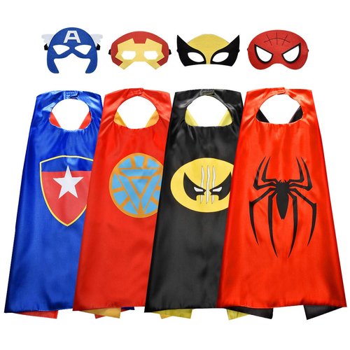 Roko Toys for 3-10 Year Old Boys, Superhero Capes for Kids 3-10 Year Old Boy Gifts Boys Cartoon Dress up Costumes Party Supplies Present Chistmas Stocking Toys for Ages 2-4 5-7 (4 Pcs)
